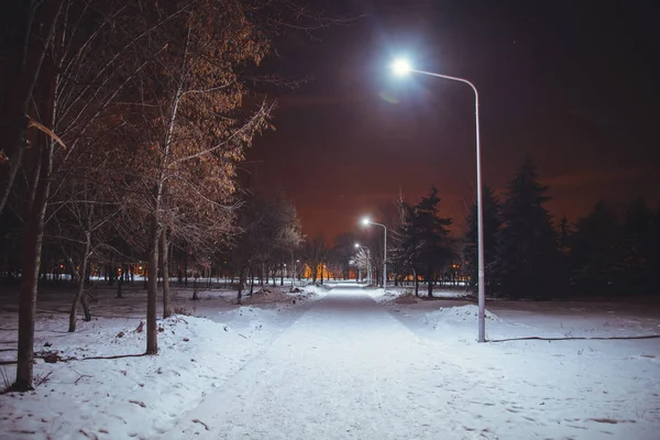 Paysage nocturne en ville d'hiver — Photo