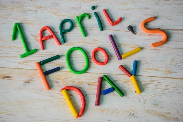 April Fools Day text made with plasticine — Stock Photo, Image