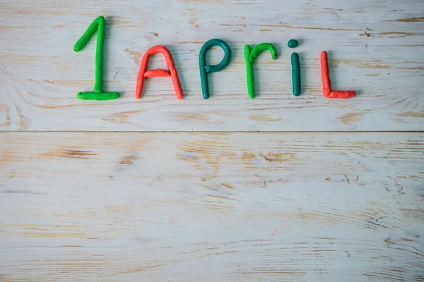 April Fools Day text made with plasticine — Stock Photo, Image