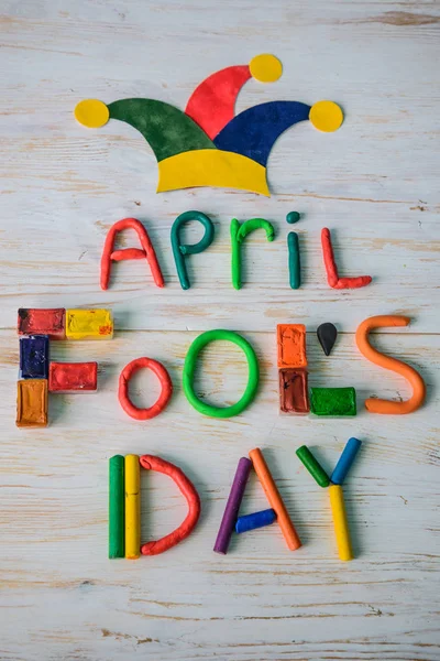 April Fools Day testo realizzato con plastilina — Foto Stock