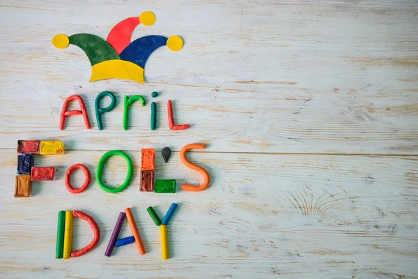 April Fools Day text made with plasticine — Stock Photo, Image