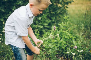 Çocuk park alanı çiçek toplama