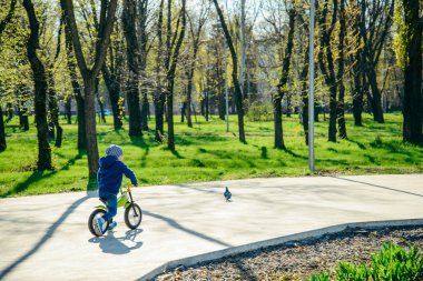 Bisiklet süren genç çocuk.