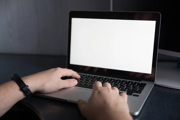 Hands close up on laptop — Stock Photo, Image