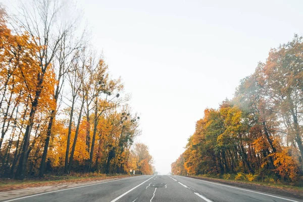 Snelweg met mist op de snelweg — Stockfoto