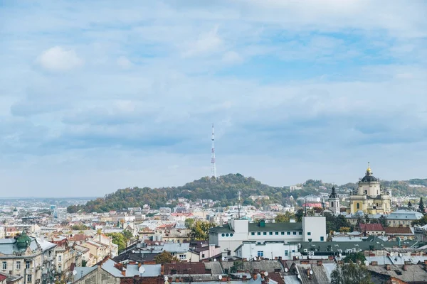 Panorama Flygfoto över gammal europeisk stad — Stockfoto