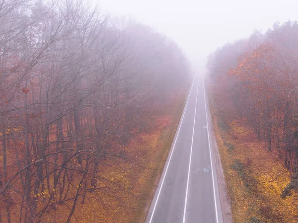 Ősz autópálya út köd köd időjárás — Stock Fotó