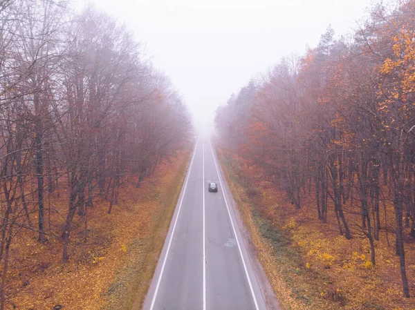 Herfst snelweg weg mist mistig weer — Stockfoto