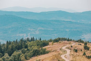 Dağlarda patika yolu sonbahar manzarası