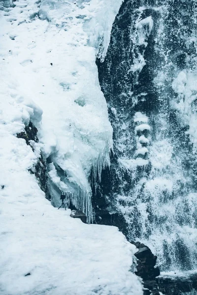 Winter frozen waterfall close up — Stock Photo, Image