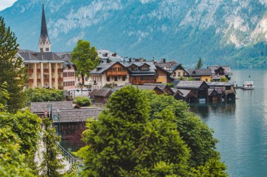 Avusturya Hallstatt kentinin panoramik görünüm