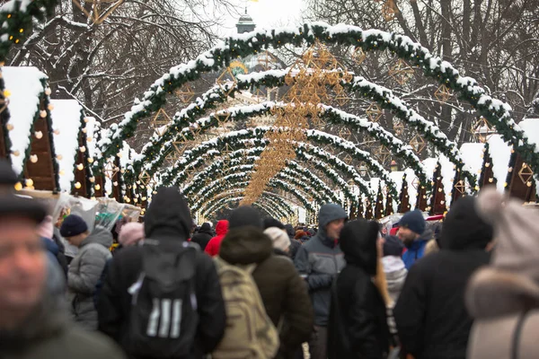 Lviv Oekraïne Januari 2019 Mensen Die Kerstmarkt Wandelen Hebben Plezier — Stockfoto