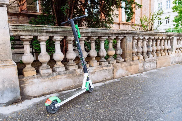 Parked Electric Scooters City Street Urban Transport Concept — 스톡 사진