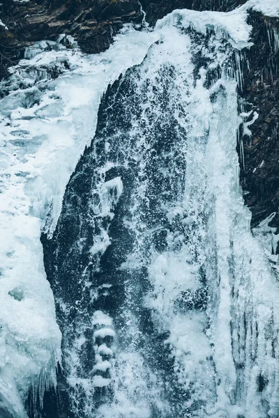 Winter Frozen Waterfall Close Ice Water — Stock Photo, Image