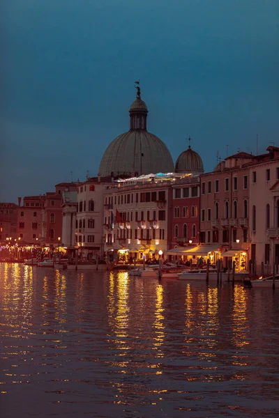 Вид Ніч Венеція Місто Вогні Великий Канал Літній Час — стокове фото