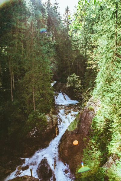 Vista Cachoeira Fundo Paisagem Florestal — Fotografia de Stock