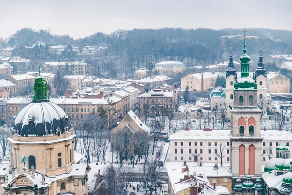 Vista Sul Paesaggio Urbano Della Vecchia Città Europea Durante Inverno — Foto Stock