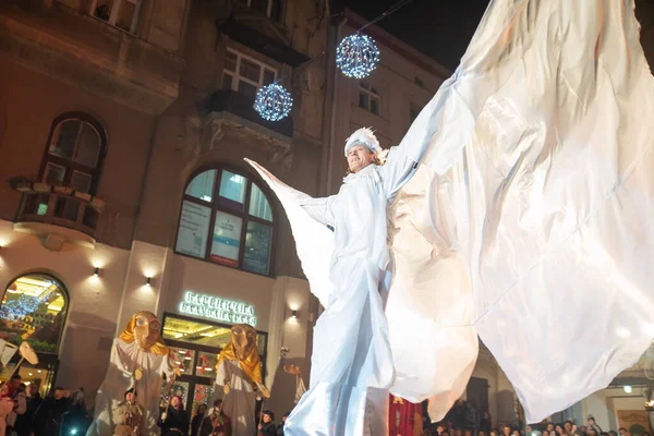 Lviv Oekraïne December 2017 Kerstspel Van Geboorte Van Christus Buiten — Stockfoto