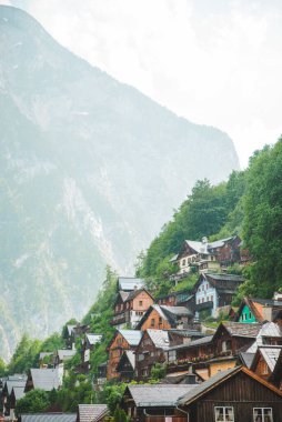 uçurum kenarında bina yaz saati hallstatt avusturya kopya alanı