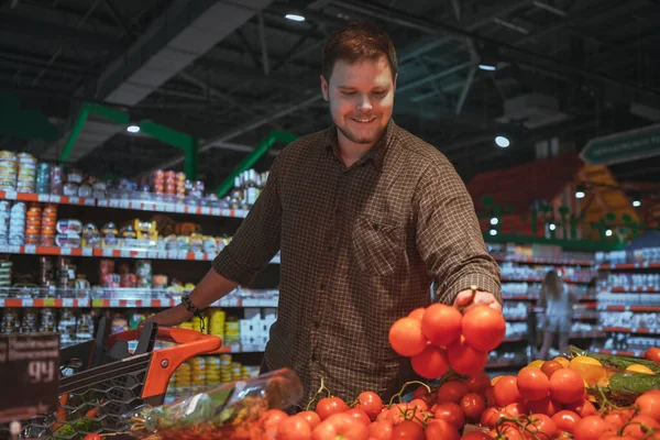 man do shopping in grocery store backgrounds supermarket cart