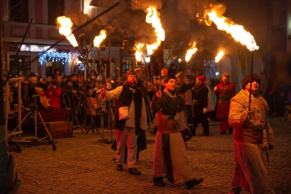 Lviv Oekraïne December 2017 Kerstspel Van Geboorte Van Christus Buiten — Stockfoto