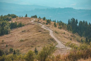 Dağlardaki patika yolu sonbahar manzarası