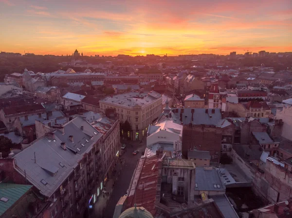 Львов Украина Ноября 2018 Года Вид Воздуха Закат Над Старым — стоковое фото