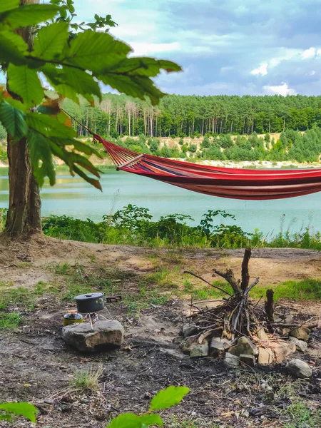 Hammock Trees Lake Background Copy Space — Stock Photo, Image