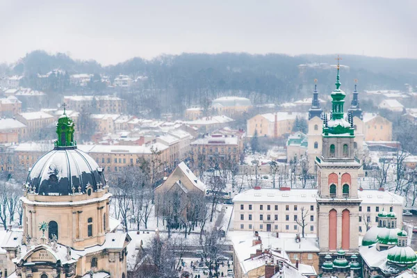 Vista Sul Paesaggio Urbano Della Vecchia Città Europea Durante Inverno — Foto Stock