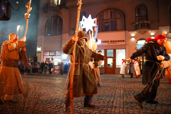 Lviv Ukrajna December 2017 Karácsonyi Játék Krisztus Születés Szabadban Főtéren — Stock Fotó