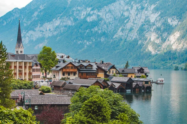 Panoramic View Hallstatt City Austria Copy Space — Stock Photo, Image