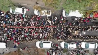 Lviv, Ukraine - September 18, 2018: christian holiday people walking by central square