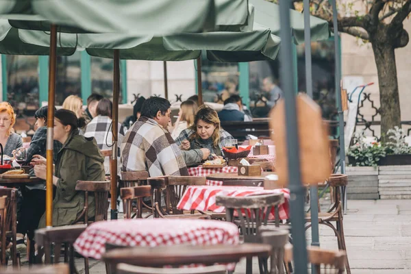 Lviv Ukraine May 2019 View People Resting Outdoors Cafe Drinking — Stock Photo, Image