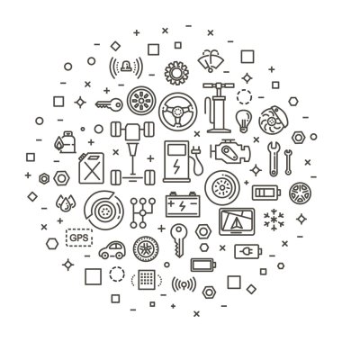 Otomatik Onarım Servisi konsept illüstrasyon ince çizgi düz tasarımı