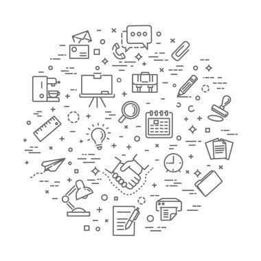 Kurumsal iş kavramı illüstrasyon, ince çizgili, düz tasarım