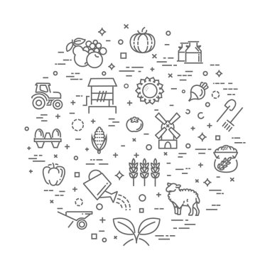 Çiftlik ürün illüstrasyon, organik gıda kavramı vektör şablon, düz tasarım
