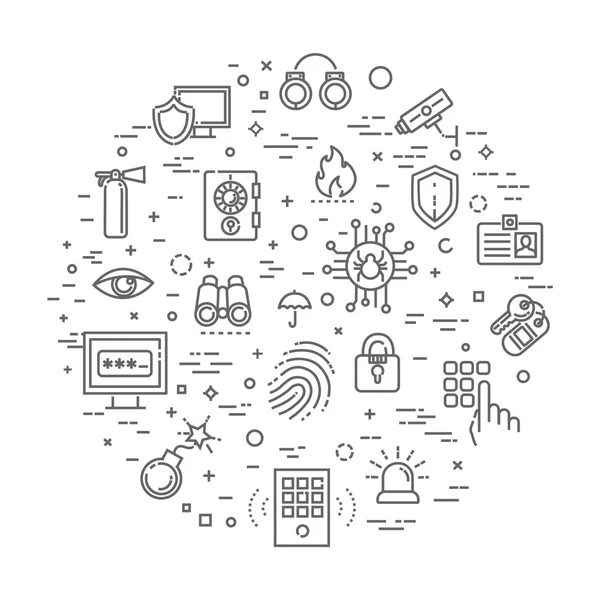 Conjunto de iconos web de esquema - seguridad y tecnología — Archivo Imágenes Vectoriales