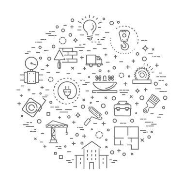 Ana hatlar web simgeleri - inşaat, ev onarım araçları