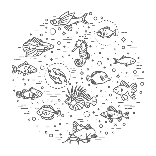 Conjunto de iconos de peces vector — Vector de stock