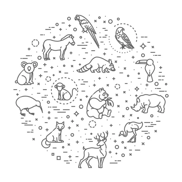 Iconos vectoriales. Zoológico. Animales. — Vector de stock