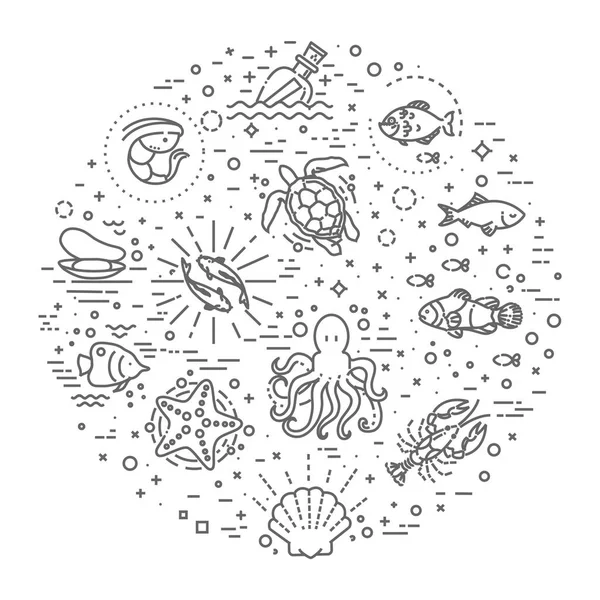 Icono de vida marina. Elementos de diseño náutico aislados sobre fondo — Vector de stock