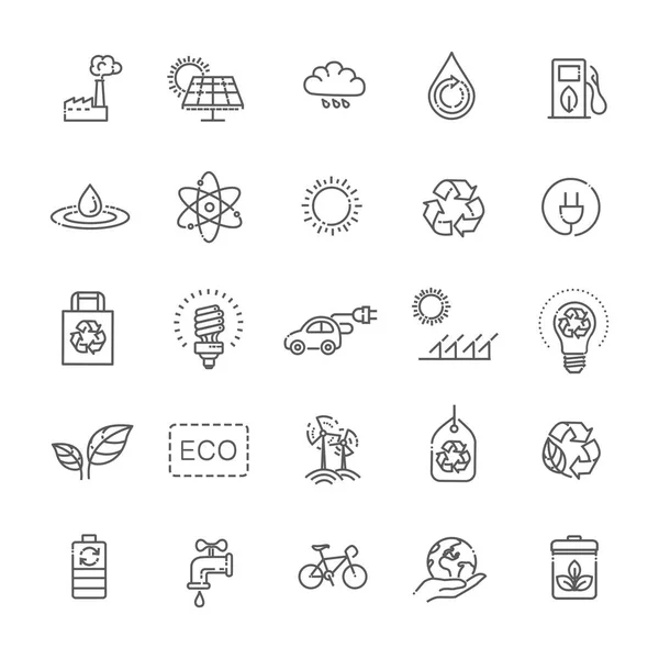 Conjunto simple de iconos de línea vectorial relacionados con Eco — Vector de stock