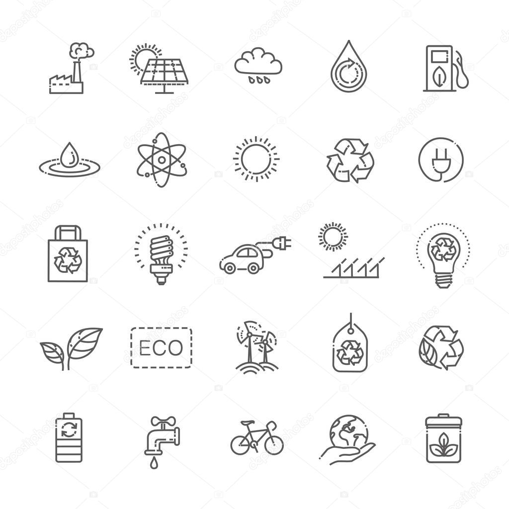 Simple Set of Eco Related Vector Line Icons