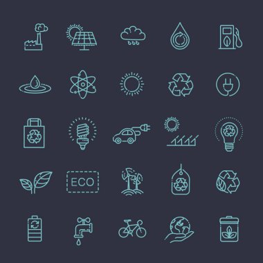 Eko basit bir Set vektör hat simgeleri ile ilgili