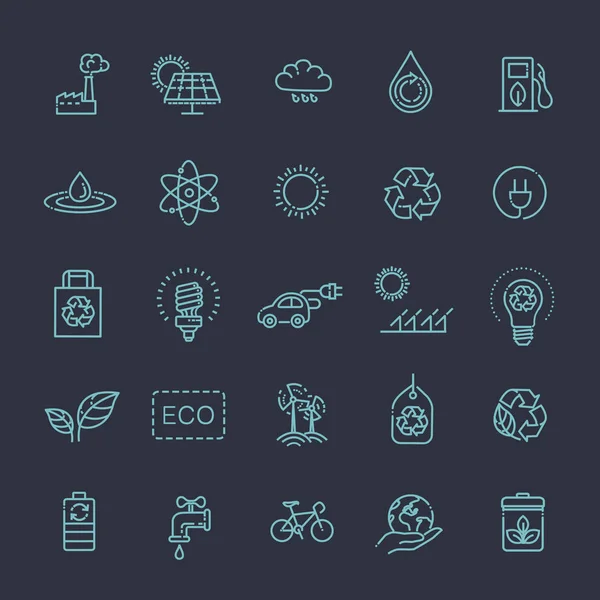 Conjunto simple de iconos de línea vectorial relacionados con Eco — Vector de stock