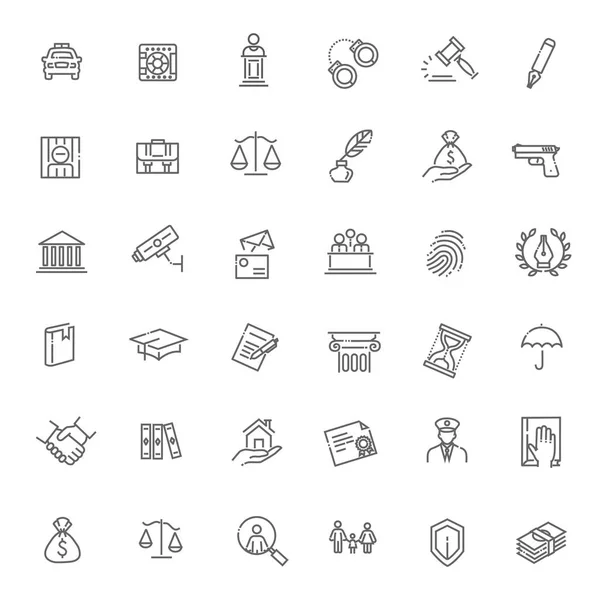 Conjunto de iconos jurídicos, jurídicos y judiciales — Vector de stock