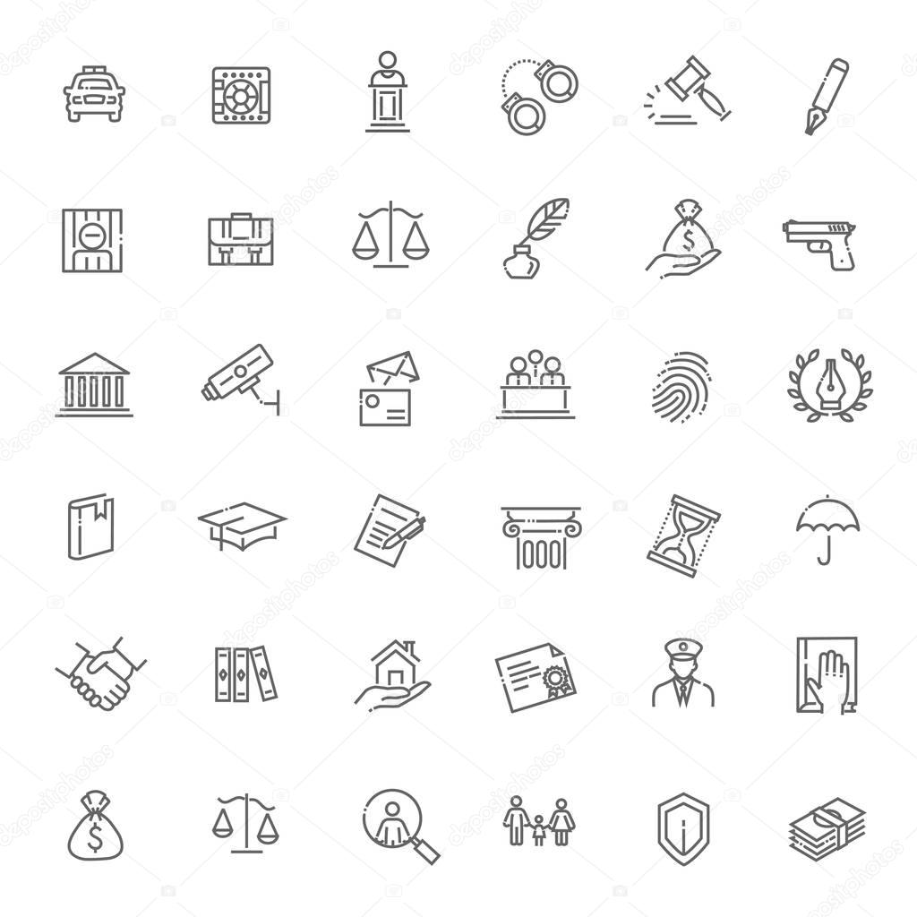 Legal, law and justice icon set