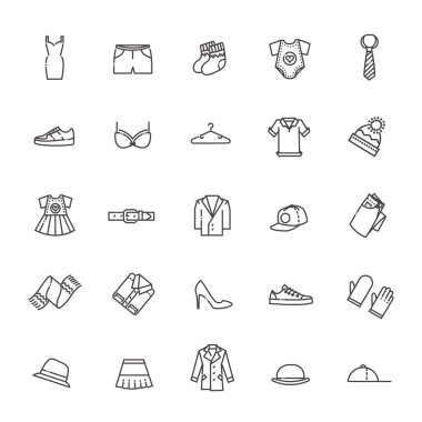 Giysi simgeler, ince çizgi stili