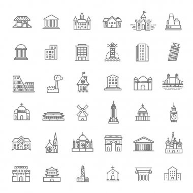 Icons set, hükümet binası. Simge yapılar