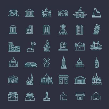 Icons set, hükümet binası. Simge yapılar